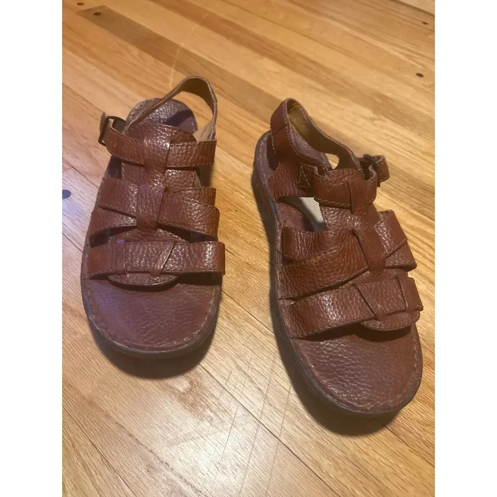 Born Leather Slingback Sandals Men's Sz 11 EU 43 Brown Handcrafted Comfort